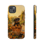Rottweiler Puppy in Flower Pot Tough Case | Floral Dog Phone Cover
