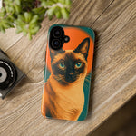 Siamese Cat Retro Halftone Portrait Case - Orange Teal Print