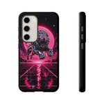 Chrome Lion Phone Case, Neon Grid Katakana Pride Tough Cover