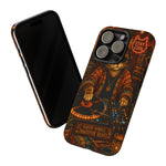 DJ Cat Phone Case, Glowing Turntables Folk Art Cover