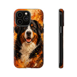 Bernese Mountain Dog Portrait Tough Phone Case - Warm Paint Splatter