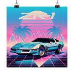 ZR1 C4 Corvette Poster Retro 80s Vaporwave Style Wall Art