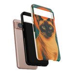 Siamese Cat Retro Halftone Portrait Case - Orange Teal Print