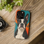 Boston Terrier Pop-Art Portrait Tough Phone Case - Teal Orange