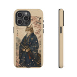 Samurai Cat Phone Case, Cherry Blossom Katana Art Cover