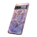 Cherub Cloud Throne Phone Case, Pastel Marble 3D Render Cover