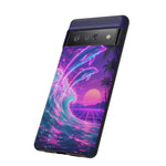 Neon Dolphin Ocean Vaporwave Art Tough Phone Case