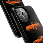 C3 Corvette Art Phone Case Orange, Three-View Vector Cover, Gift