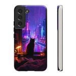 Lo-Fi Cat Neon Rain Window Vaporwave Art Tough Phone Case