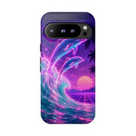 Neon Dolphin Ocean Vaporwave Art Tough Phone Case