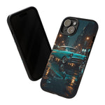 Vintage Teal 1957 Bel Air Classic Car Tough Case | Retro Rainy City Phone Cover