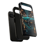 Vintage Teal 1957 Bel Air Classic Car Tough Case | Retro Rainy City Phone Cover