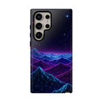 Retro Neon Mountains Phone Case | Vaporwave Galaxy Landscape