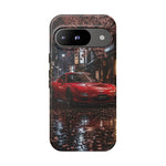 Red FD RX-7 Blossom Alley Tough Phone Case - Rain-Slicked Night