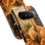 Sleeping French Bulldog with Croissants phone case | cute bakery scene