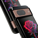 Glitch Rose Neon Phone Case Vaporwave Tough Cover