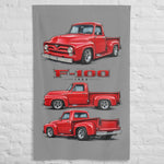 1955 F100 Red Pickup Banner 34x56 Garage Man Cave Wall Decor Car Guy Gift