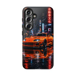 Orange Supra Phone Case, Neon City Night JDM Sports Car Tough Cover