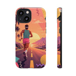 Retro Runner Sunset phone case | 80s Vaporwave jogging design