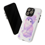 Pastel Cat Beanie Phone Case, Glitch Color Block Cover, Gift