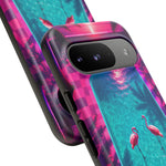 Neon Flamingo Pool Vaporwave Art Tough Phone Case