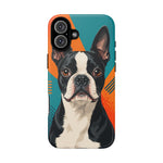 Boston Terrier Pop-Art Portrait Tough Phone Case - Teal Orange