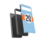 Copy of Blue Orange Number 20 Retro Racing Stripe Tough Phone Case Cover