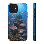 Snapper Reef Phone Case, Sunlit School Ocean Fishing Tough Cover