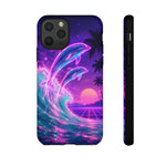 Neon Dolphin Ocean Vaporwave Art Tough Phone Case