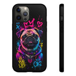 Pug Neon Graffiti Portrait Tough Phone Case - Dripping Paint