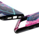 Anime Girl Phone Case Teal, Neon Kanji Calm Gradient Tough Cover