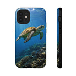 Sea Turtle Reef Phone Case, Coral Ocean Dappled Sunlight Tough Cover