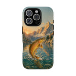 Leaping Golden Trout Lake Scene phone case | Tough Cover