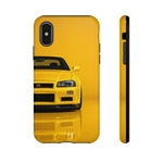 Yellow Skyline Phone Case, R34 GTR 90s JDM Legend Tough Cover for Men Gift