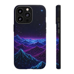 Retro Neon Mountains Phone Case | Vaporwave Galaxy Landscape