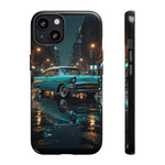 Vintage Teal 1957 Bel Air Classic Car Tough Case | Retro Rainy City Phone Cover