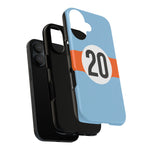 Copy of Blue Orange Number 20 Retro Racing Stripe Tough Phone Case Cover