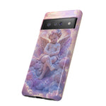 Cherub Cloud Throne Phone Case, Pastel Marble 3D Render Cover
