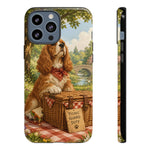 Cocker Spaniel Picnic Scene phone case | vintage dog art