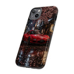 Red FD RX-7 Blossom Alley Tough Phone Case - Rain-Slicked Night