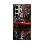 Red FD RX-7 Blossom Alley Tough Phone Case - Rain-Slicked Night