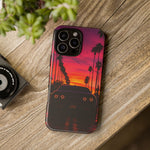 Matte Black Challenger Sunset Tough Phone Case - Palm Silhouette