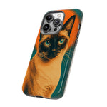 Siamese Cat Retro Halftone Portrait Case - Orange Teal Print