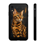Bengal Cat Geometric Portrait Tough Phone Case - Gold Black Poly