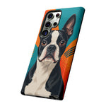 Boston Terrier Pop-Art Portrait Tough Phone Case - Teal Orange
