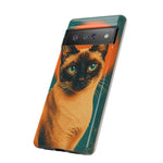 Siamese Cat Retro Halftone Portrait Case - Orange Teal Print
