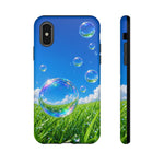 Bubbles Over Grass phone case | Tough Cover