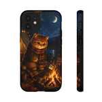 Campfire Cat Phone Case, Marshmallow Night Painterly Cover