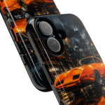 Orange Daytona Phone Case, Rainy City Night Muscle Car Tough Cover