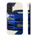 R34 Skyline GT-R Bayside Blue Tough Phone Case for 90s JDM Fans